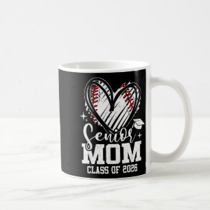 Senior mum class of 2026 baseball graduation heart coffee mug