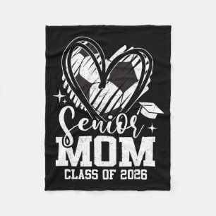 Senior mum class of 2026 soccer graduation heart fleece blanket
