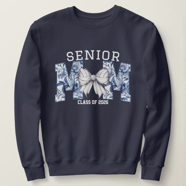 Senior Mum Volleyball bow floral Sweatshirt (Design Front)