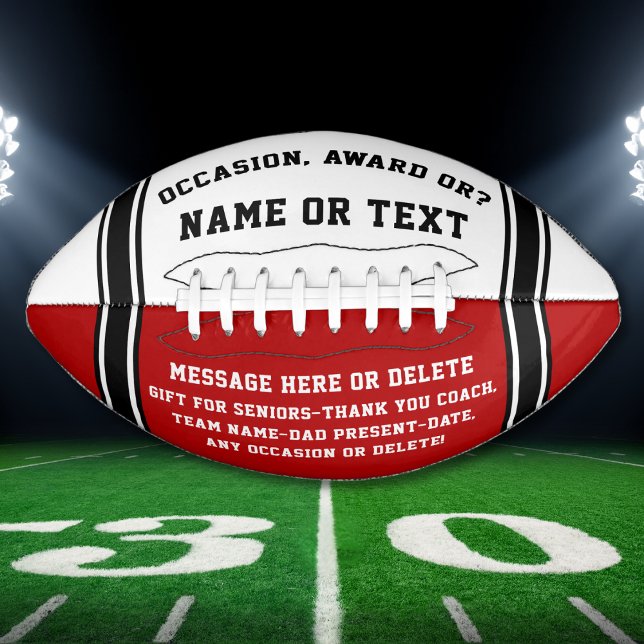 Senior Night Football Gift Ideas, Football Coach,  (Father's Day gifts for football coaches.  Gifts for dads who love football. Football Award. Red.)