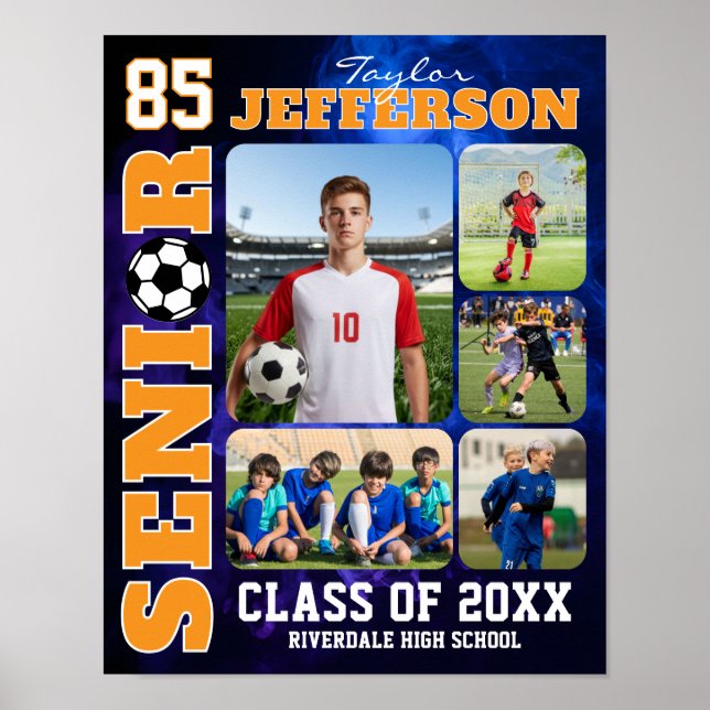 Senior Night Soccer Player Sports Photo Collage Poster (Front)