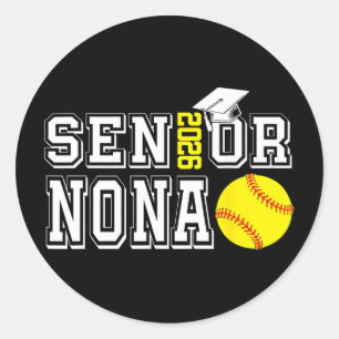 Senior Nona Cl Of 2026 Softball Nona Graduation Classic Round Sticker