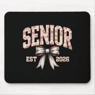 Senior Of 2026, Coquette Bow Floral Graduation Cl Mouse Pad