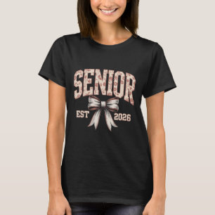 Senior Of 2026, Coquette Bow Floral Graduation Cl T-Shirt