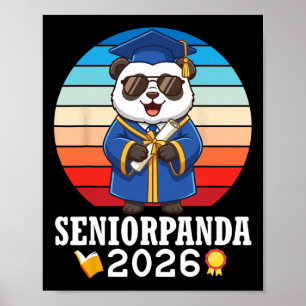 Senior Panda 2026 Cl Of Graduation Day With Diplom Poster