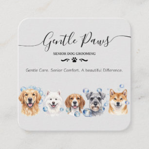 Senior Pet Grooming Salon Dog Grooming Square Business Card