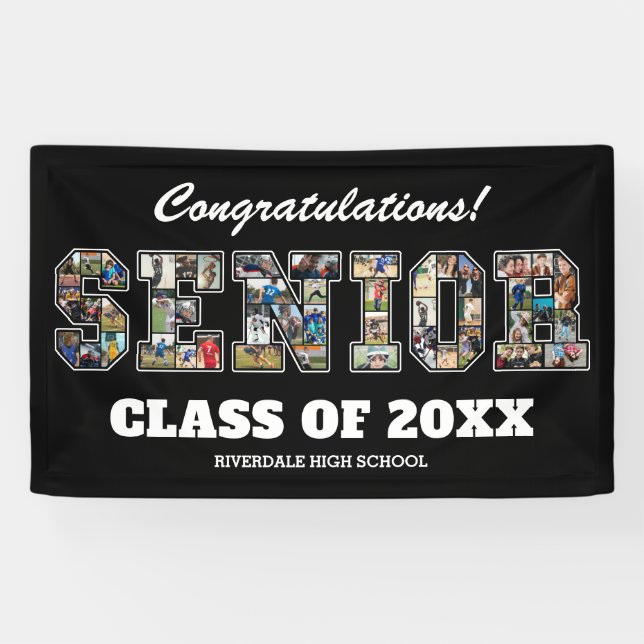 Senior Photo Collage School Graduation Party Sign (Horizontal)