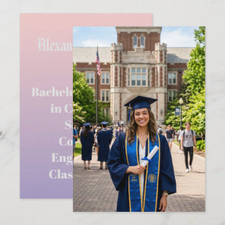 Senior Photo Graduate Degree Ombre Accent Invitation