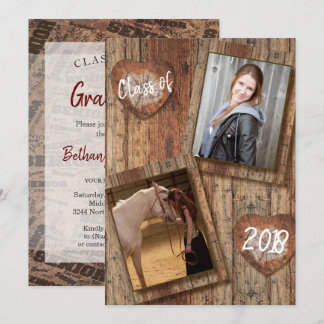 Senior Photo Graduation - Barnwood Invitation