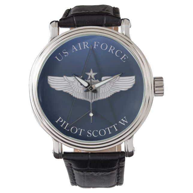 Senior Pilot Wings Personalised Gift Watch (Front)