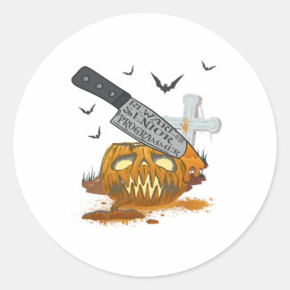 Senior Programmer Funny Halloween Party  Classic Round Sticker