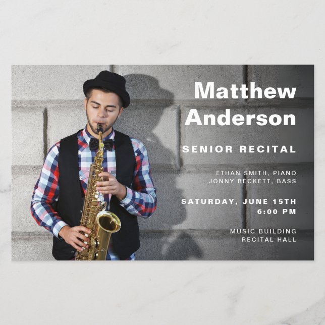 Senior Recital Photo Editable Concert Template   Flyer (Front)
