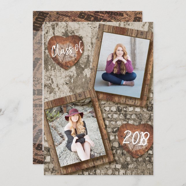 Senior Rustic Photo Graduation Invitation (Front/Back)