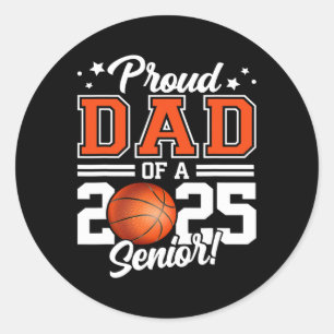 Senior Sketll Dad Cl Of 2025 Player Graduation Gra Classic Round Sticker