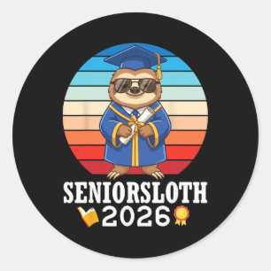 Senior Sloth 2026 Cl Of Graduation Day With Diplom Classic Round Sticker