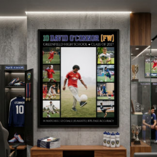 Senior Soccer Player Number Custom Photo Sports Poster