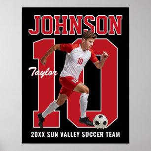 Senior Soccer Player Number Custom Photo Sports Poster