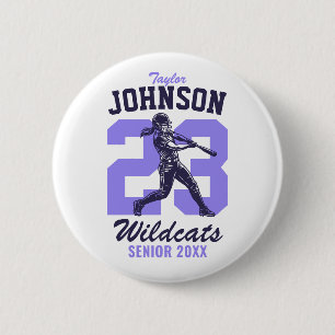 Senior Softball School Sports Girl Baseball Player 6 Cm Round Badge