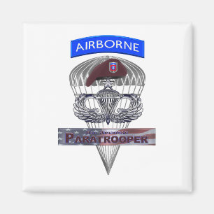Senior Steel Jump Wings with Airborne Tab & Beret Magnet