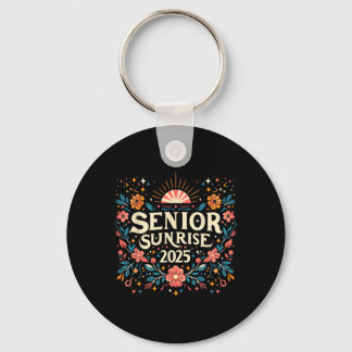 Senior Sunrise 2025 High School Vintage Wild Flowe Key Ring