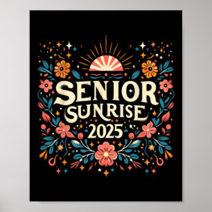 Senior Sunrise 2025 High School Vintage Wild Flowe Poster