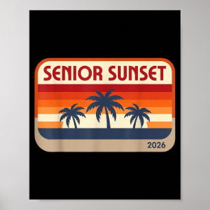Senior Sunset Retro Graduation Cl 2026 Graphic 3 Poster