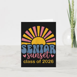 Senior Sunset Retro Graduation Cl 2026 Graphic 4 Card