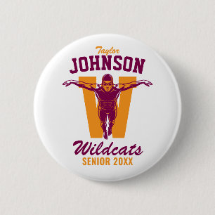 Senior Swim Team High School Sports Swimmer 6 Cm Round Badge