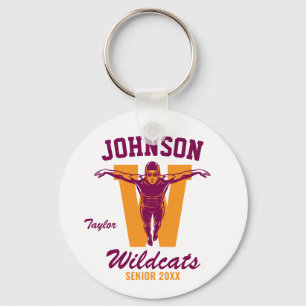 Senior Swim Team High School Sports Swimming Key Ring