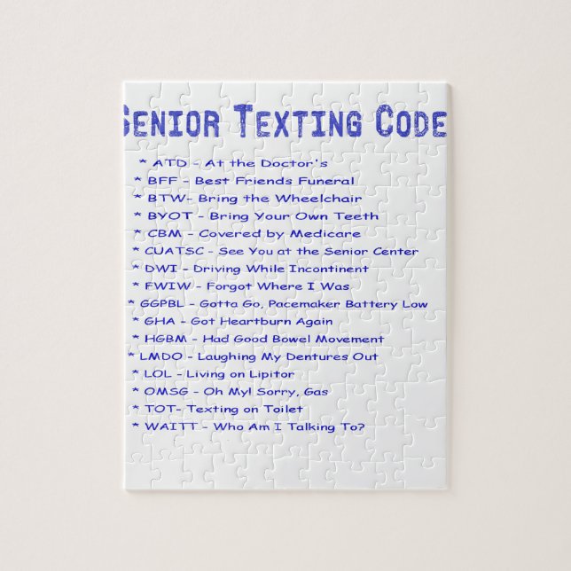 Senior Texting Code Jigsaw Puzzle (Vertical)