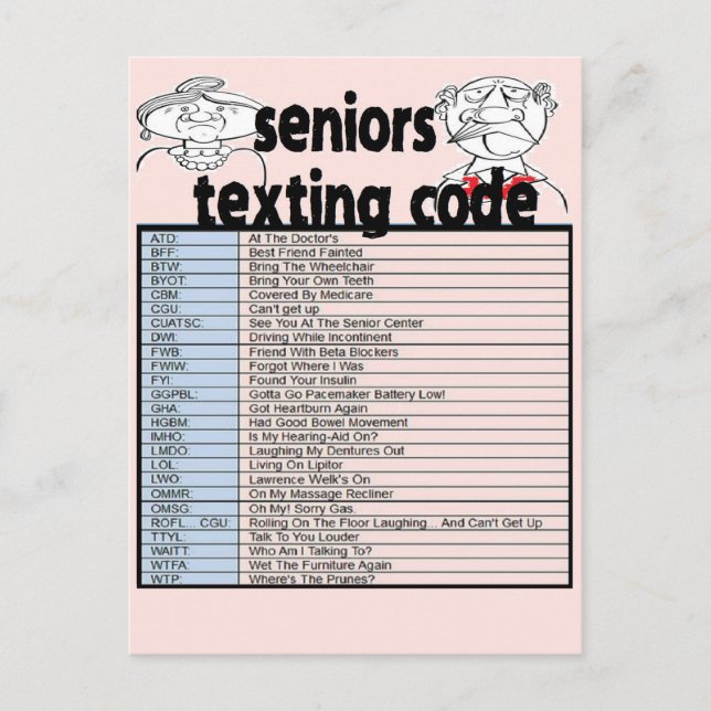 Senior Texting Code Postcard (Front)