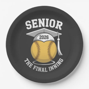 Senior The Final Inning 2026 Softball Graduation Paper Plate