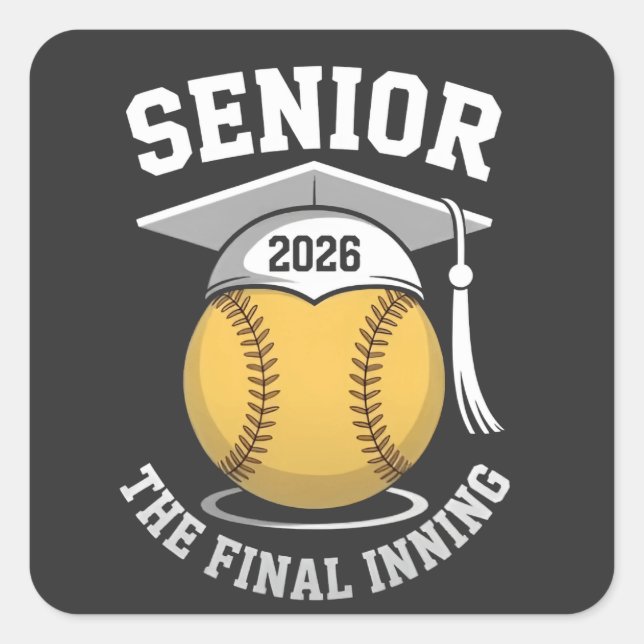 Senior The Final Inning 2026 Softball Graduation  Square Sticker (Front)