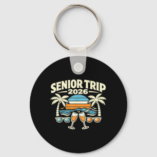 Senior Trip 2026 Retro Beach Sunset Palm Design Key Ring