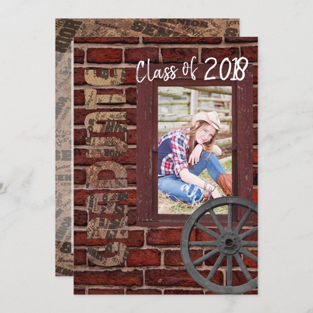 Senior Vintage Photo Graduation Invitation (Front/Back)