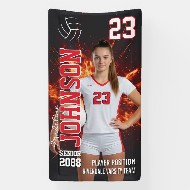 Senior Volleyball Player Sports Photo Vertical Banner (Vertical)