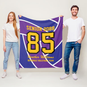 Senior Volleyball Team Custom Jersey Number Fleece Blanket