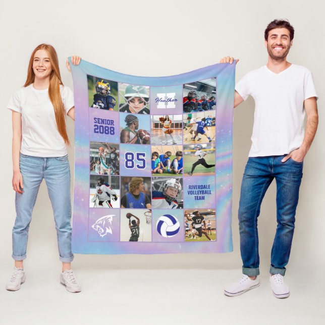 Senior Volleyball Team Custom Photo Iridescent Fleece Blanket (In Situ)
