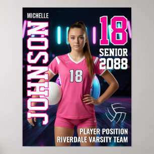 Senior Volleyball Team Custom Player Photo Sports Poster