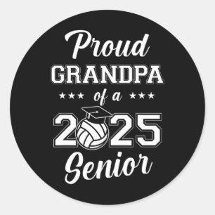 Senior Volleyll Grandma Cl Of 2025 Graduation Grad Classic Round Sticker