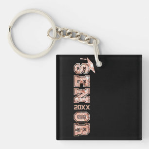 Senior Year Grad Graduate Glitter Sequins Year Key Ring