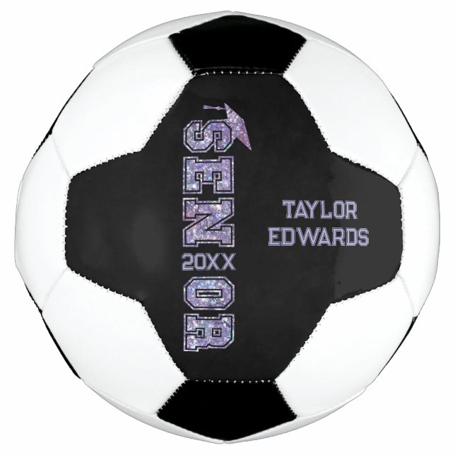 Senior Year Grad Graduate Glitter Year Soccer Ball (Front)