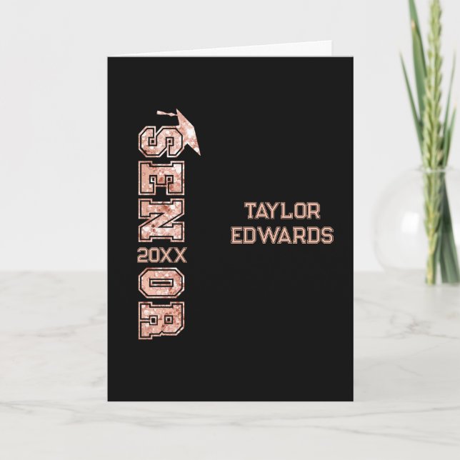 Senior Year Grad Photo Graduate Glitter Year Card (Front)