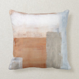 'Seniority' Grey and Brown Abstract Art Pillow