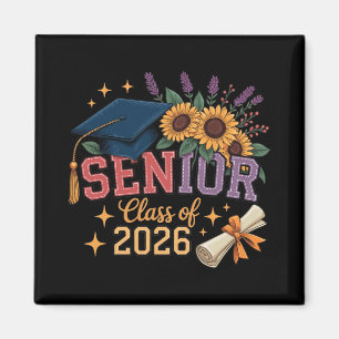 Seniors 2026 Graduation Girls Boho Suflowers Cap D Magnet