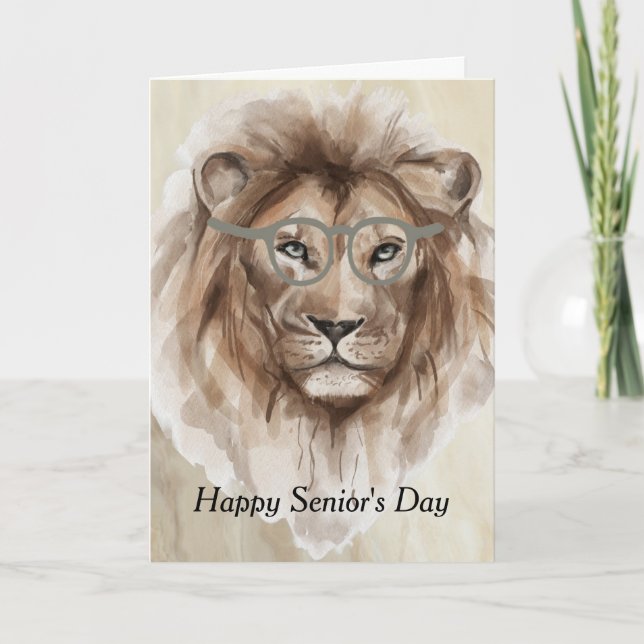 Senior's Day with Watercolor Lion Card (Front)