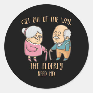 Seniors Home Caregiver Funny Elderly Nurse Care Nu Classic Round Sticker