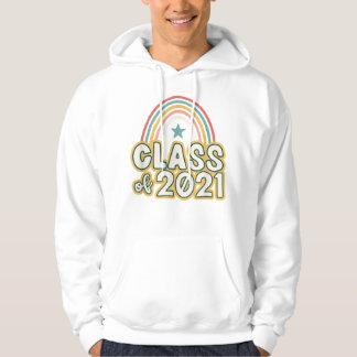 Seniors  Retro Boho Rainbow  Class of 2021 Hoodie