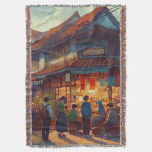 Senja di Warung Kopi Throw Blanket