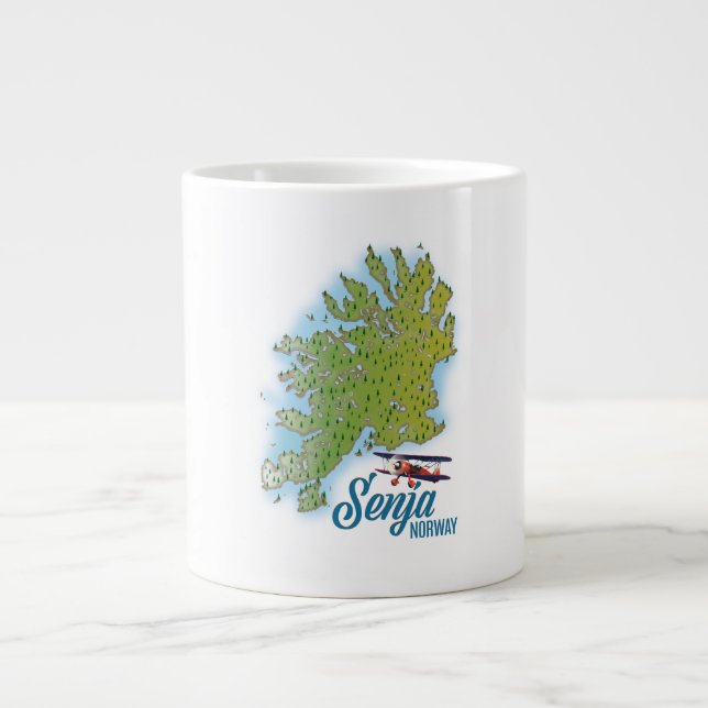 Senja Noway island map Large Coffee Mug (Front)
